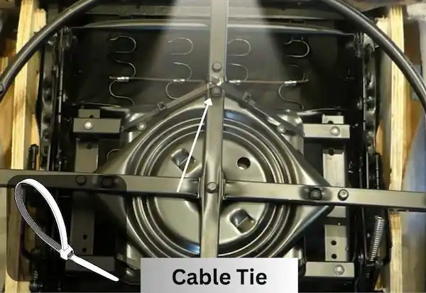 Use cable ties to stop swivel recliner
